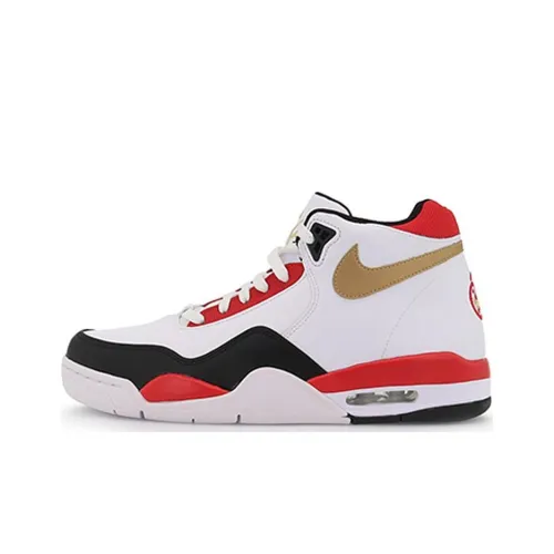 Nike Flight Legacy MID Топ Винтажные баскетбольные кроссовки Мужской Белый Золото Красный