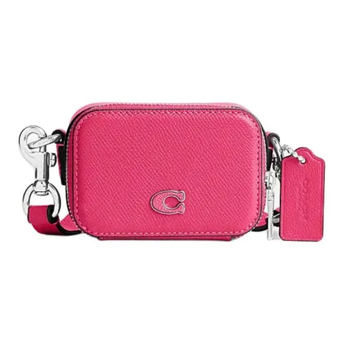 COACH Коровья кожа Сумка через плечо Мини Женская Яркая Сливово-красная