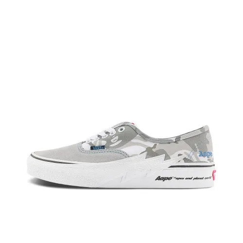 Aape x VANS Аутентичный Little Lightning Устойчивый к истиранию Низкий Топ Скейтборд Кроссовки Унисекс Камуфляж Серый