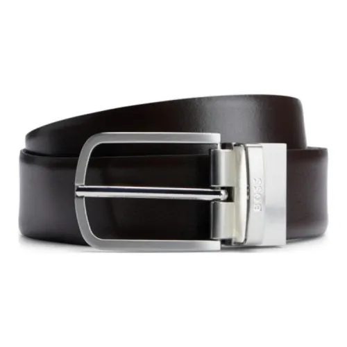 Hugo Boss Letter Logo Шпилька Кожаные ремни Мужской Черный Ширина 3,5CM