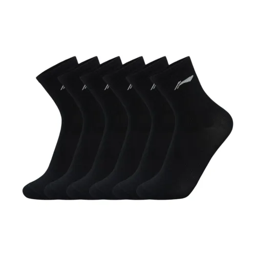 LINING Fitness Series 6 пар Черные Унисекс MID Носки до икры
