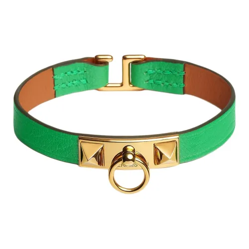 HERMES Золото с покрытием кожа козьего меха браслеты женский зеленый