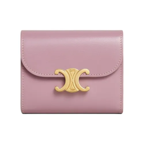 CELINE Triomphe Телячья кожа Кошелек Маленький Женские Лепесток Розовый