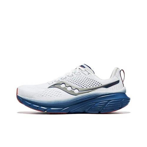 Saucony GUIDE 17 Дышащий Низкий Топ Тренировочные Беговые Кроссовки Мужские Белый Темно-Синий