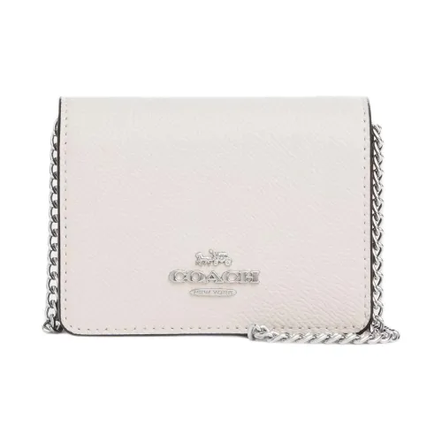 COACH Кожа Маленькая Квадратная Сумка Сумка через плечо Кошелек Мини Women's Silver Мел Черный