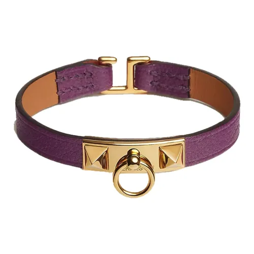 HERMES Золото с покрытием кожа козьего меха браслеты женский фиолетовый