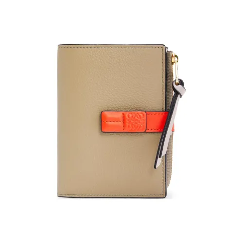 LOEWE Рельефная Телячья Кожа Держатель для Карт Кошелек Женская Глина Зеленый Ярко-Оранжевый
