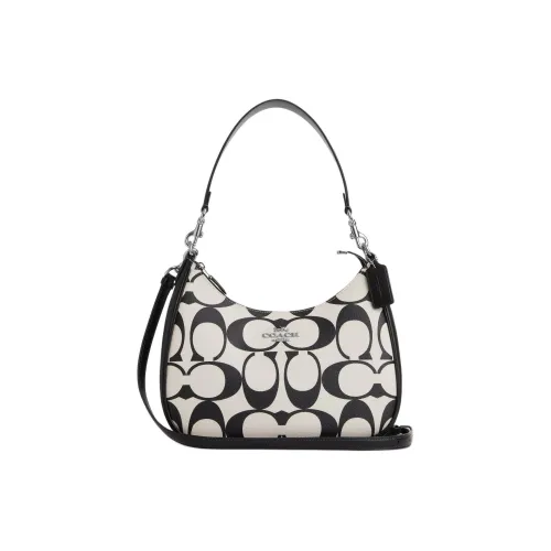 COACH Teri Холст с кожей Сумка на плечо Сумка Сумка через плечо Женская серебряная Мел