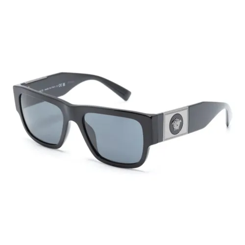 VERSACE Ацетат Квадратные Солнцезащитные Очки Мужские Черные