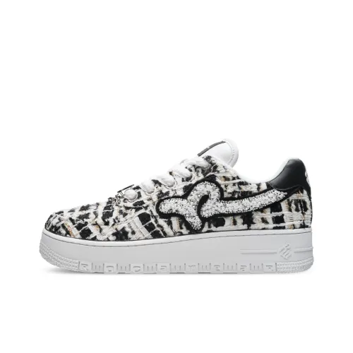 VESSEL x ROCAWEAR Slip-Resistant Low-Top Skateboard Shoes Unisex Black White