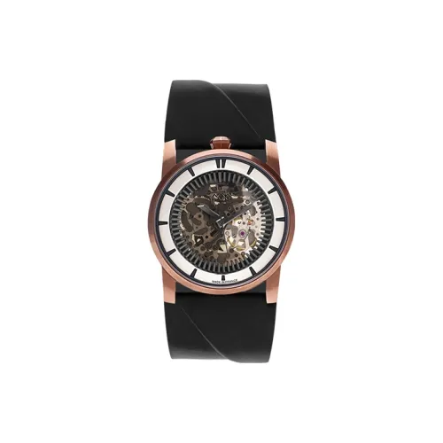 FOB Наручные часы Автоматический Механический Механизм Кожаный ремешок Черный циферблат Унисекс