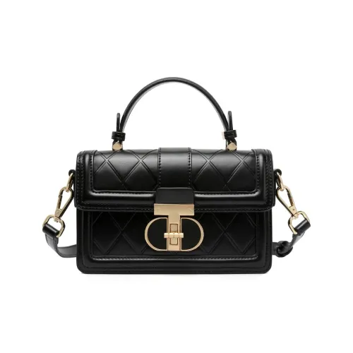 TUCANO PU (полиуретан) с кожаными вставками через плечо маленькая женская классический черный