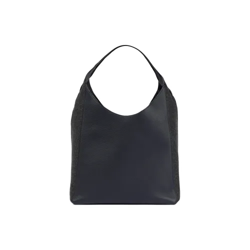 Loro Piana Телячья кожа с кашемирным войлом сумка на плечо большая женская черная