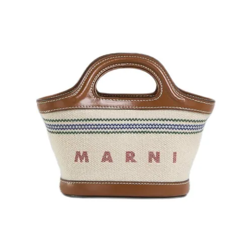 MARNI TROPICALIA с хлопком и коровьей кожей сумка женская натуральный и мокко