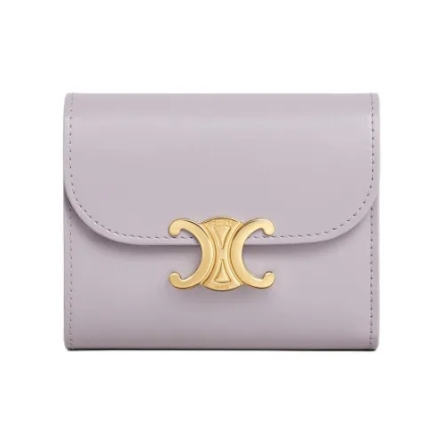 CELINE Triomphe Телячья кожа Кошелек Маленький Женские Свет Сиреневый