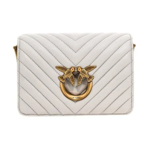 PINKO Напп-Кожа Плечевая Сумка Женская Серо-Белая