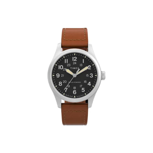 TIMEX Наручные часы Кварцевый механизм Кожаный ремешок 36 мм Черный циферблат Мужские часы