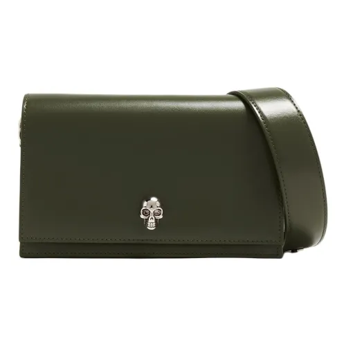 Alexander McQueen Черепа Коровья кожа Портативный Сумка через плечо Сумка на плечо Женская Темно-зеленая