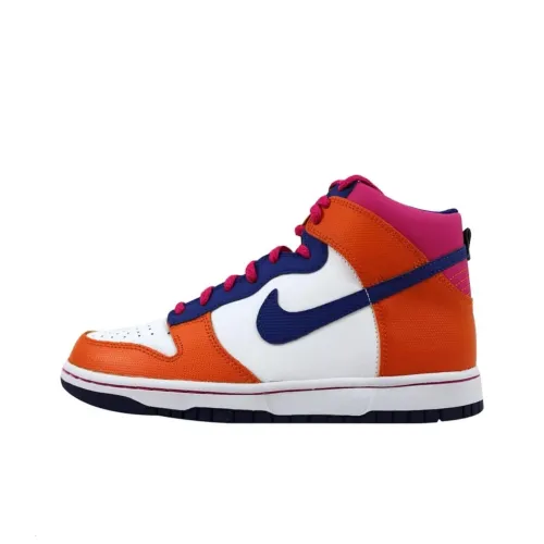 Nike Dunk Slip-Resistant Abrasion-Resistant High Top Скейтборд Кроссовки Женские Оранжевый Белый Синий