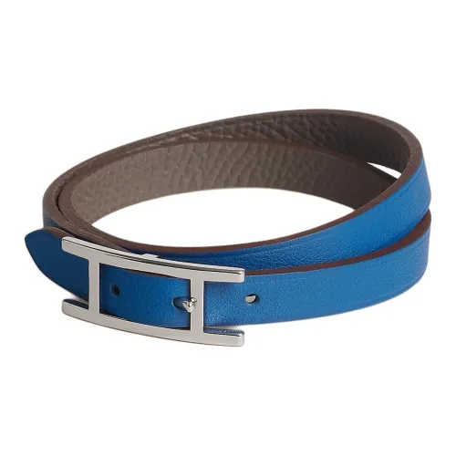 HERMES Телячья кожа покрытие из палладия женские запястные ремешки темно-синий