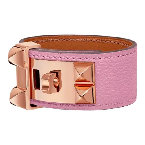 HERMES Телячья кожа покрытие розовым золотом женские запястные повязки розовый
