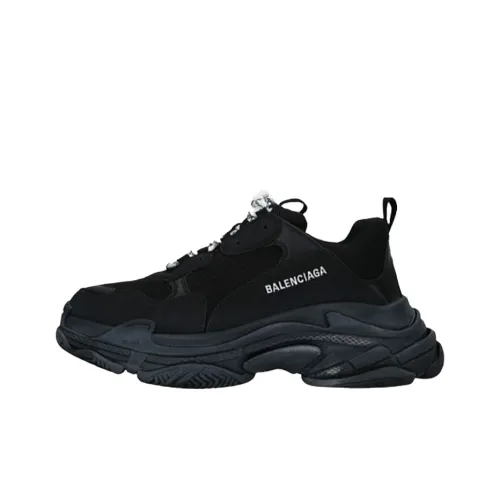 Balenciaga Triple S Low Топ Толстая подошва Кроссовки Мужские Черные