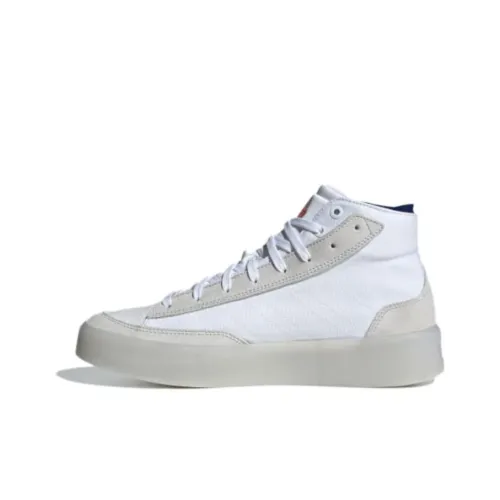 Adidas Znsored Амортизация Износостойкие Высокие Кроссовки для Скейтбординга Унисекс Серый Белый