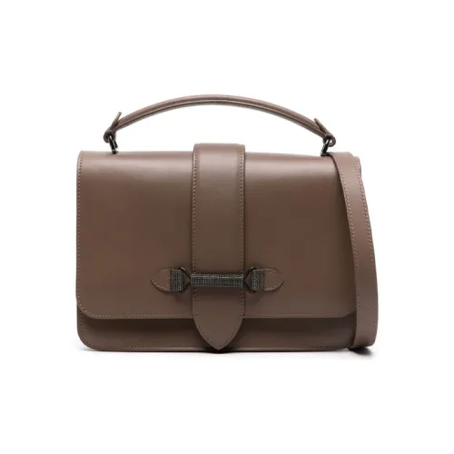 BRUNELLO CUCINELLI Monili Телячья кожа Сумка Сумка через плечо Сумка через плечо Женская Кофейная