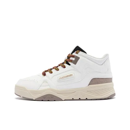 QIAODAN Slip-resistant Abrasion-resistant High Top Skateboard Shoes Men's White Gray QIAODAN Противоскользящие Износостойкие Высокие Кроссовки для Скейтбординга Мужские Белые Серые