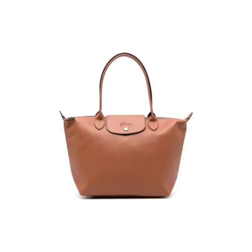 LONGCHAMP Le Pliage Xtra Коровья кожа Тоут Сумка Сумка для покупок Сумка на плечо Сумка среднего размера Женская Коньячный бренди