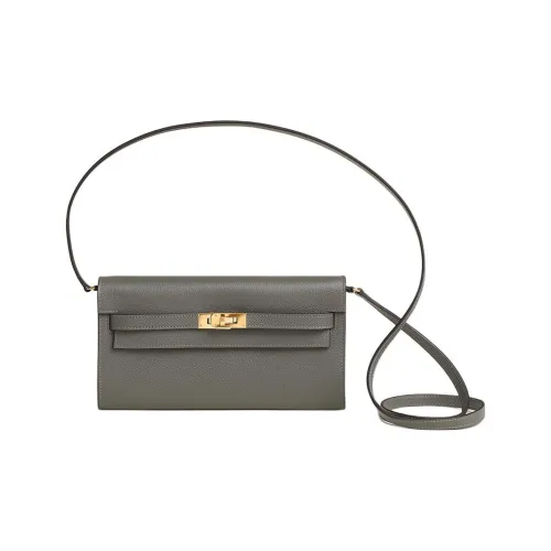 HERMES Kelly To Go Evercolor Телячья кожа Ручная Сумка через плечо Женская 0L Grismeyer Дождевой Облачный Серый