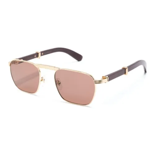 Cartier Металл Wood Нерегулярная форма Солнцезащитные очки Мужской Черный