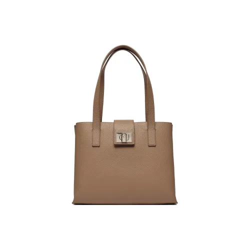 Furla 1927 Collection Рельефная Телячья Кожа Тоут Сумка Сумка для покупок Сумка через плечо Сумка среднего размера Женская Светлый Умбра