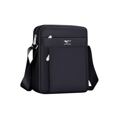 SEPTWOLVES Oxford Сумка через плечо Сумка на плечо Экстра-большая Мужская Черная