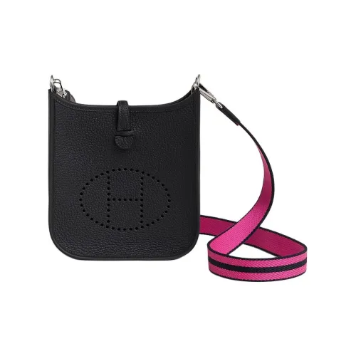 HERMES Evelyne Clemence Bullock Кожа Evelyn Сумки через плечо Сумка на плечо Унисекс Темно-синий Ярко-розовый Индиго