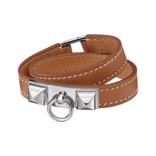 HERMES Телячья кожа покрытие из палладия женские браслеты коричневый