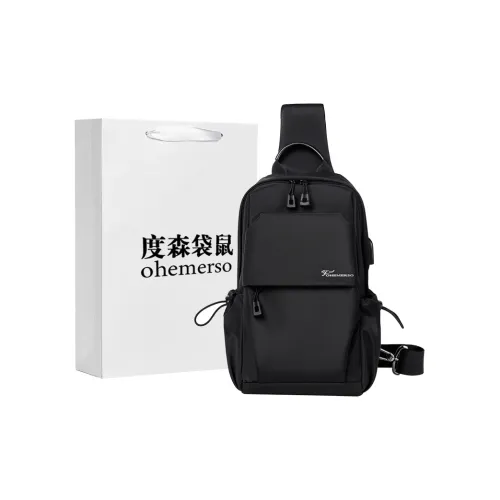 Dusen Kangaroo Oxford Sling Bag Мужской Черный Черный Камуфляж