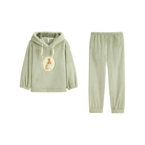 XUANZHITING Горохово-зеленый Женские Пижамные комплекты