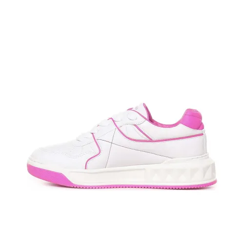 Valentino One Stud Low Топ Стильные Скейтбординги Женские Белые Розовые