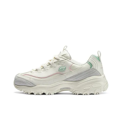 Skechers DLITES Низкий Топ Толстая Подошва Кроссовки Женские Белые Зеленые