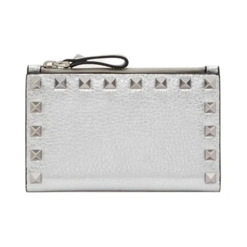 Valentino Rockstud с рельефом телячья кожа держатель для карт женский серебряный