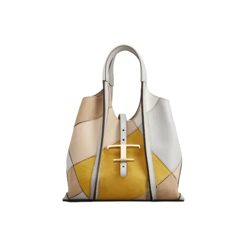 TOD'S Кожа Тоут Сумка Сумка для покупок Сумка Мини Женская Бежевая Желтая и Желтая