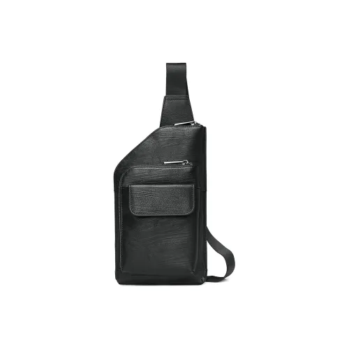 JAGUAR Корова Кожа с Тканевый Плечевая Сумка Сумка через плечо Стандартная Мужская Черная