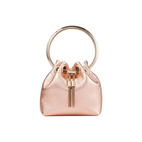 Jimmy Choo Металлик Наппа Кожа Ведрообразная Сумка Сумка через плечо Сумка через плечо Микро Женская Балетный Розовый Красный