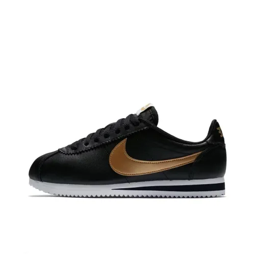 Nike Cortez Амортизация Низкий Топ Повседневные Беговые Кроссовки Женские Черный Золото