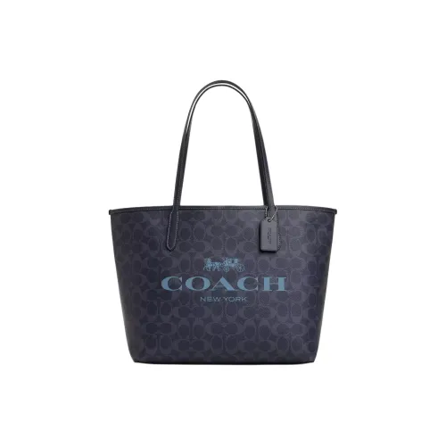 COACH Городской Магнитный Логотип Бренда Этикетка Сумка-тоут Сумка для покупок Сумка Женская Полночь Морской Синий