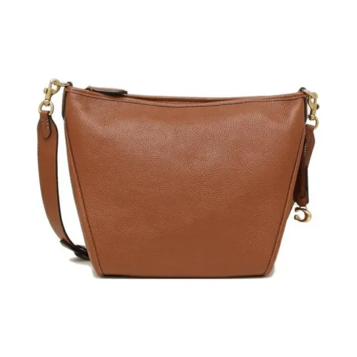 COACH Dufflette Полированная кожа с галькой Сумка через плечо Маленькая Женская Коричневая