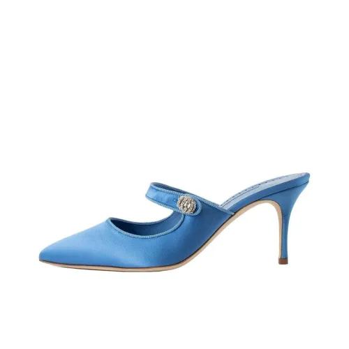 MANOLO BLAHNIK Быстросохнущие тапочки 7 см женские синие