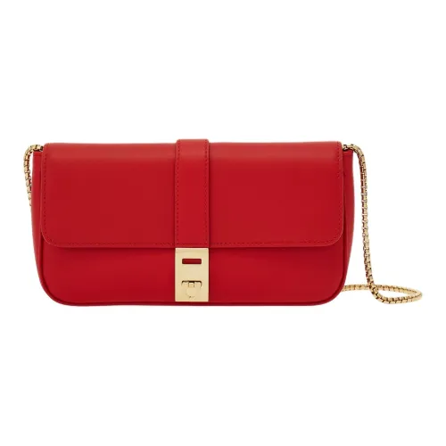 FERRAGAMO GANCINI Телячья кожа Ручная сумка через плечо Мини Женская Пламя Красный