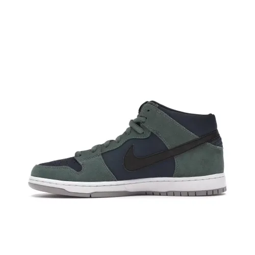 Nike Dunk Амортизация MID Топ Скейтборд Кроссовки Мужские Синие Зеленые